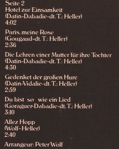 Pluhar,Erika: Die Liebeslieder der, Foc, Telefunken(6.22357 AS), D, 1975 - LP - Y1621 - 5,00 Euro