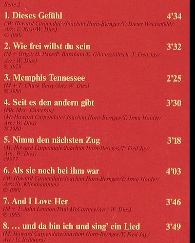 Carpendale,Howard: Eine Stunde f&uuml;r Dich, H&ouml;rZu Emi (066-46 136), D Typ: LP Best.-Nr.: Y2518 Preis: 4,00 Euro.