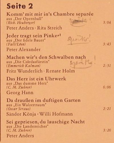 V.A.Das Waren noch Zeiten: Unverg&auml;ngliche Operette II 1949, Polydor (2459 021), D, woc Typ: LP Best.-Nr.: Y282 Preis: 6,00 Euro.