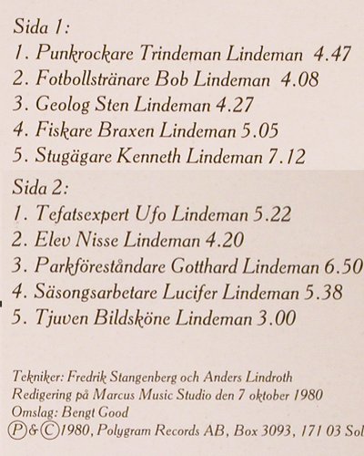 Alfredson,Hans & Tage Danielsson: Lindeman Gökar Anyo!, Svenska Ljud(6362 057), S, 1980 - LP - V4019 - 6,00 Euro