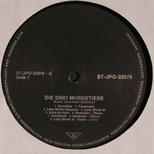 Drei Musketiere: Musik v. Jens-Peter Ostendorf, Thalia Theater Hamburg(ST-JPO-22978), D, 1982 - LP - V4174 - 12,50 Euro