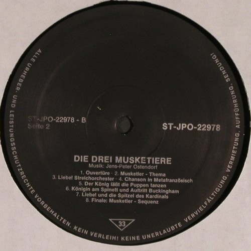 Drei Musketiere: Musik v. Jens-Peter Ostendorf, Thalia Theater Hamburg(ST-JPO-22978), D, 1982 - LP - V4174 - 12,50 Euro