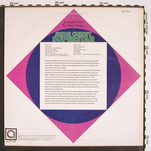 Jesus Christ Superstar: by Alan Caddy Orch. and Singers, Avenue(AVE 0103), UK, 1972 - LP - V4195 - 7,50 Euro