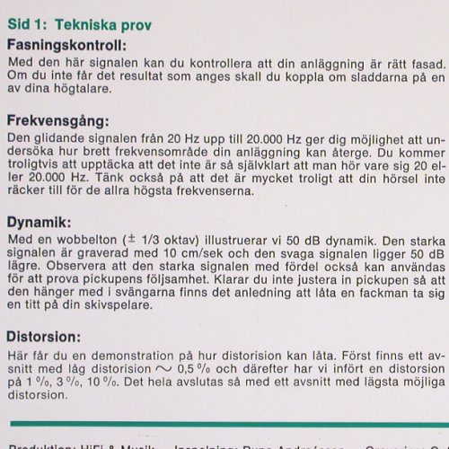Testskiva- Hifi & Music-Testplatte: Prova Din Anlängering Med, Hifi & Music (HI FI 78), S Typ: 12" Best.-Nr.: V4479 Preis: 7,50 Euro