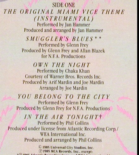 Miami Vice: Original Soundtrack,11 Tr., MCA (MCA-6150), US, co, 1985 Typ: LP Best.-Nr.: V4569 Preis: 5,00 Euro