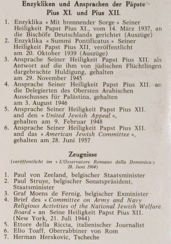 Zum Schutze der Juden: Serie Pio XII, Discorsi dei Papi, Philips, spoken in germ.(G 640.201 AL), Mono,Foc, 1964 - LP - V5454 - 9,00 Euro