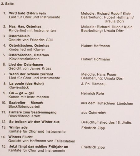 Ostern...: Lieder und Gedichte zur Osterzeit, Life Rec. Paeda-phon (St-299 7609), D Typ: LP Best.-Nr.: V5599 Preis: 7,50 Euro