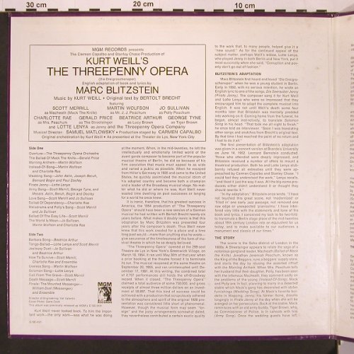 Threepenny Opera, the - Kurt Weill: Original Cast,Marc Blitzstein(1954), MGM (SE-3121 OC), US, Foc Typ: LP Best.-Nr.: V5710 Preis: 12,50 Euro