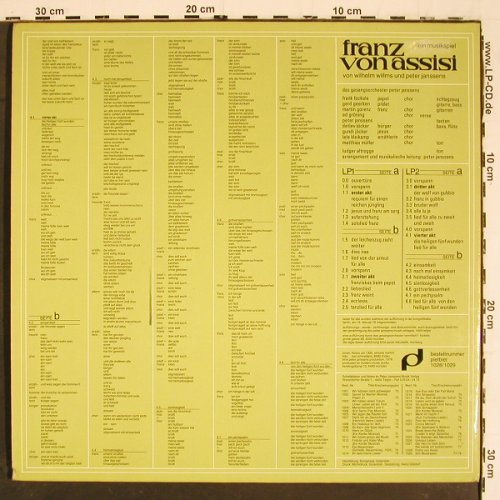 Franz von Assisi - Ein Musikspiel: Wilhelm Willms,P.Janssens, Foc, PietBeat (1028&sol;1029), D, 1978 Typ: 2LP Best.-Nr.: V5852 Preis: 9,00 Euro.