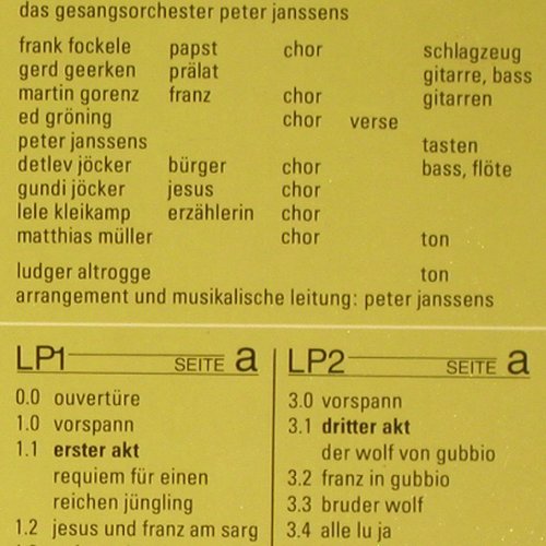 Franz von Assisi - Ein Musikspiel: Wilhelm Willms,P.Janssens, Foc, PietBeat (1028&sol;1029), D, 1978 Typ: 2LP Best.-Nr.: V5852 Preis: 9,00 Euro.