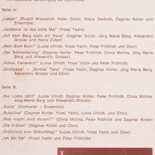Sorbas - Yossi Yadin in: Originalaufn...Theater an der Wien, Preiser (SPR 3221), D, 1971 Typ: LP Best.-Nr.: V5878 Preis: 9,00 Euro