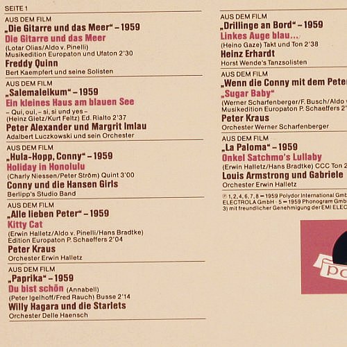 V.A.Kino-Schlager-Schöne Stunden: 1959-1960, Freddy... Leo Leandros, Polydor (819 718-1), D Typ: LP Best.-Nr.: V6078 Preis: 6,00 Euro.