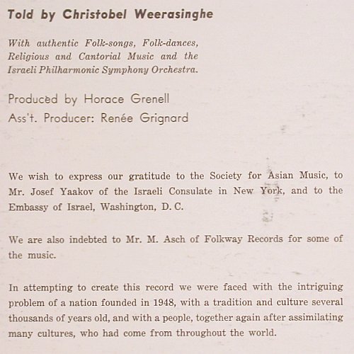 Israel - Its Music and its People: told by Christobel Weerasinghe, Desto(D-503), US, Mono,  - LP - V6181 - 9,00 Euro