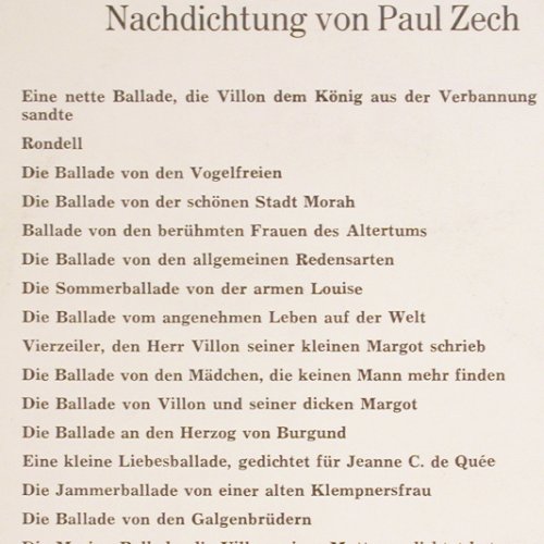 Reincke,Heinz: Die lasterhaften Balladen d.Villon, Preiser(SPR 3148), A,  - LP - V6188 - 9,00 Euro