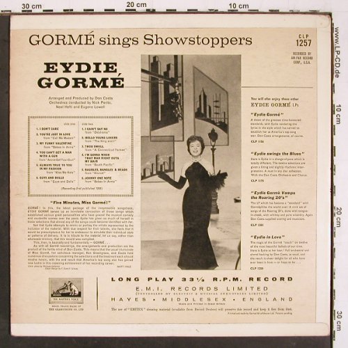 Gorme,Eydie: Sings Showstoppers,arr.Don Costa, HMV (CLP 1257), UK, m-&sol;m- Typ: LP Best.-Nr.: V6425 Preis: 9,00 Euro.