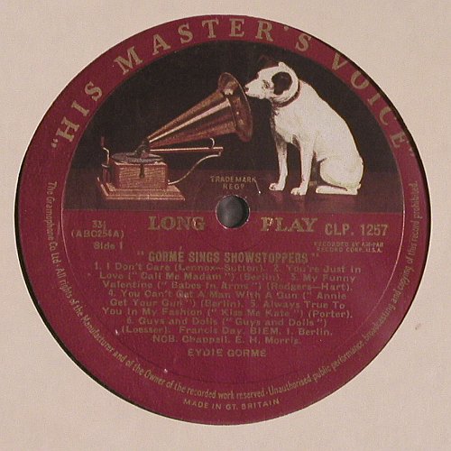 Gorme,Eydie: Sings Showstoppers,arr.Don Costa, HMV (CLP 1257), UK, m-&sol;m- Typ: LP Best.-Nr.: V6425 Preis: 9,00 Euro.