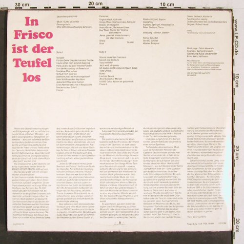 In Frisco ist der Teufel los: Operettenquersch. Masanetz, vg+&sol;vg+, Nova (8 85 016), DDR, 1973 Typ: LP Best.-Nr.: V6687 Preis: 5,00 Euro.