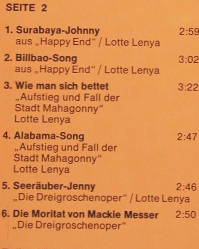 Brecht,Bertolt/Kurt Weill: Dreigroschenoper, Urauff&uuml;hrung 1928, Vintage (blue)(7850001), D,hist rec, 1974 - LP - V7191 - 5,00 Euro