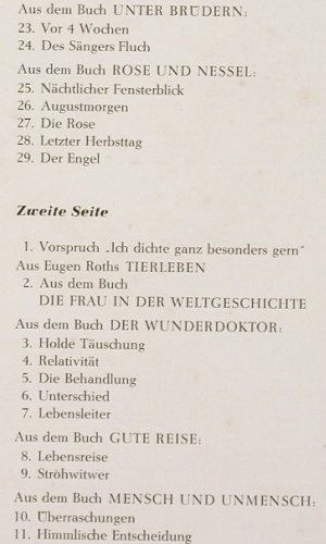 Roth,Eugen: Eine Stunde,heiter und besinnlich, Telefunken (TSC 13 406), D, vg+&sol;vg+ Typ: LP Best.-Nr.: V7223 Preis: 5,00 Euro.