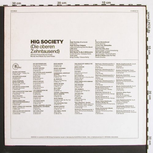 High Society&sol;die Oberen Zehntausend: Armstrong, Sinatra, Crosby, Kelly, Capitol &sol; Emidisc (C 048-50 714), D Typ: LP Best.-Nr.: V7271 Preis: 5,00 Euro.