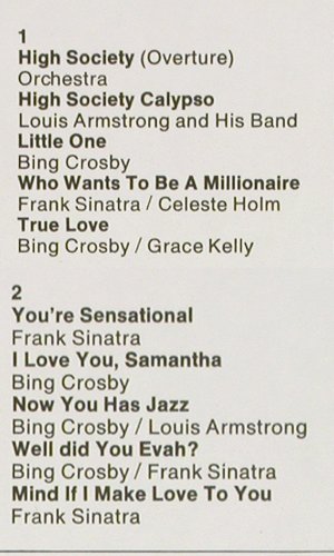 High Society&sol;die Oberen Zehntausend: Armstrong, Sinatra, Crosby, Kelly, Capitol &sol; Emidisc (C 048-50 714), D Typ: LP Best.-Nr.: V7271 Preis: 5,00 Euro.