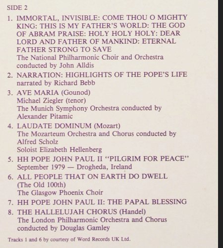 Pope John Paul 2: Historic visit to England, Foc, Event Rec (EV 001), UK, 1982 Typ: LP Best.-Nr.: V7484 Preis: 6,00 Euro.