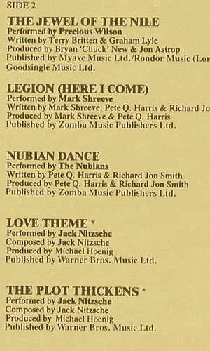 Jewel Of The Nile: Music From, Jive (6.26296 AP), D, 1985 Typ: LP Best.-Nr.: Y482 Preis: 3,00 Euro.