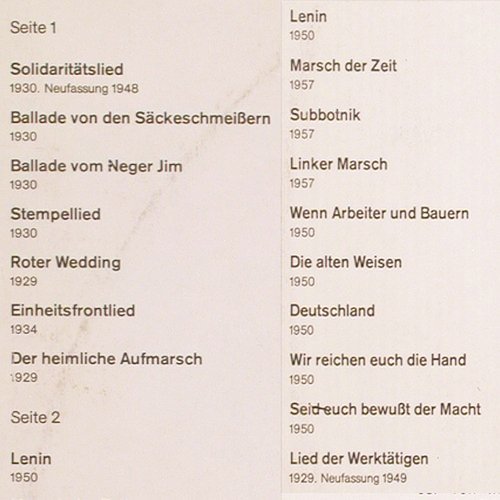 Eisler,Hanns: Lieder mit Ernst Busch, m &sol;vg+, Nova (8 85 004), DDR, 1974 Typ: LP Best.-Nr.: Y6916 Preis: 6,00 Euro.