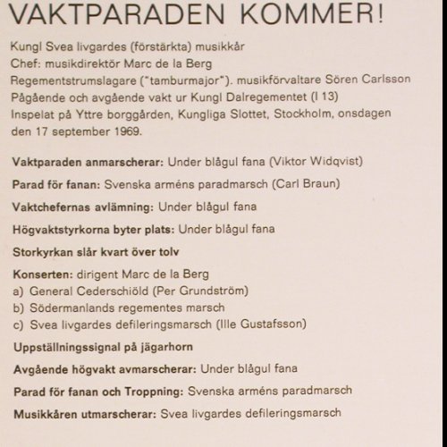 Kungl Svea livgardes musikkar: Vaktparaden Kommer!, Swedish Society(SLT 33193), D, 1970 - LP - V4021 - 9,00 Euro