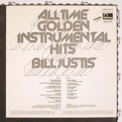 Justis,Bill: All Time Golden Instrumental  Hits, Fontana(6430 123), S, 1977 - LP - V4367 - 6,00 Euro