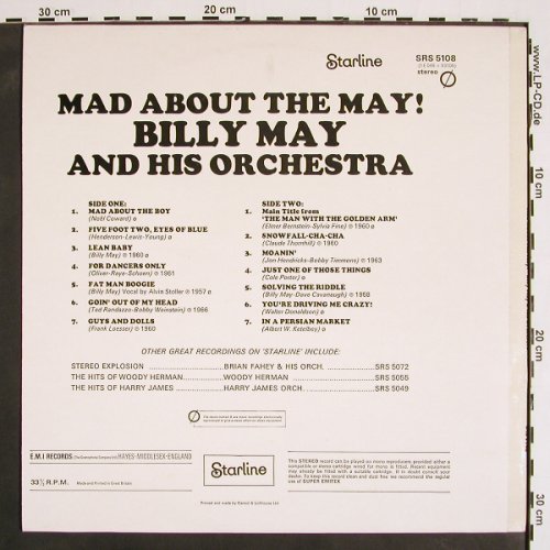 May,Billy & his Orch.: Mad About the May!, Starline(SRS 5108), UK, Ri, 1972 - LP - V4380 - 7,50 Euro