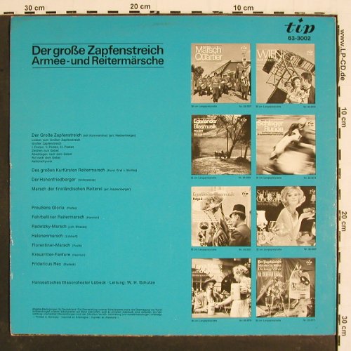 Hanseatisches Blasorchester Lübeck: Der gr. Zapfenstreich,Armee-Reit.M., Tip vg+/m-(63-3002), D, Mono,  - LP - V5167 - 5,00 Euro