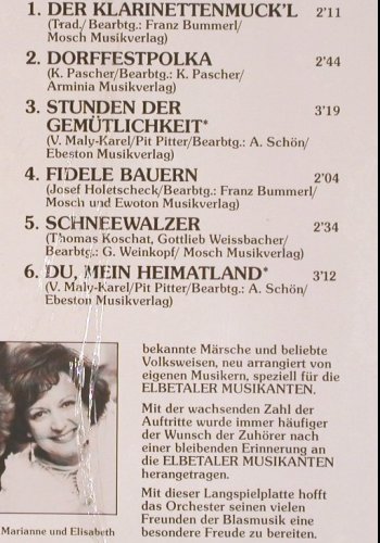 Elbetaler Musikanten: Volkstümliche Blasmusik, FS-New, Ebeston (E-ST 8601), D, sealed, 1986 Typ: LP Best.-Nr.: V5239 Preis: 7,50 Euro