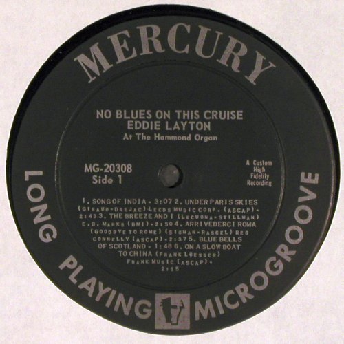 Layton,Eddie: No Blues On This Cruise, Mercury(MG 20308), US, 1957 - LP - V5282 - 12,50 Euro