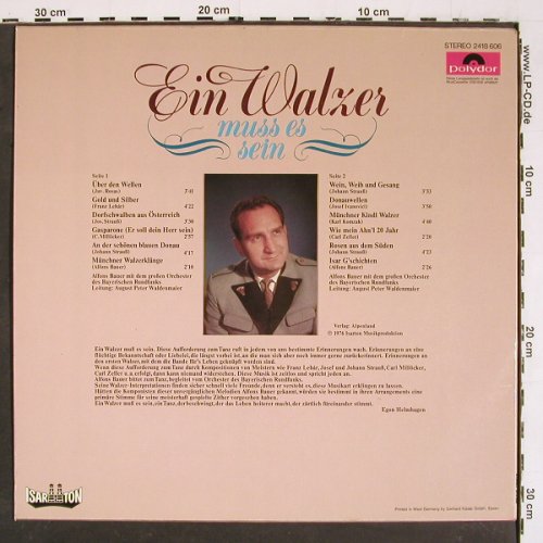 Bauer,Alfons  m.d.Orch. des BR: Ein Walzer muß es sein, Polydor(2418 606), D, 1976 - LP - V5678 - 6,00 Euro