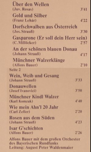 Bauer,Alfons  m.d.Orch. des BR: Ein Walzer muß es sein, Polydor(2418 606), D, 1976 - LP - V5678 - 6,00 Euro