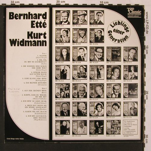 Ette,Bernhard & Kurt Widmann: Lieblinge einer Generation (16),woc, Top Classic(BB 45.016), D,hist rec, 1970 - LP - V5760 - 7,50 Euro