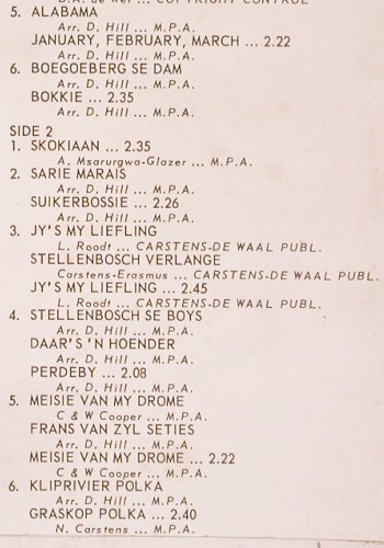 Berg,Danie & his Orchestra: The Folk & Dance M.o South Africa, Gallotone (GALP 1358),  Typ: LP Best.-Nr.: V6052 Preis: 7,50 Euro.