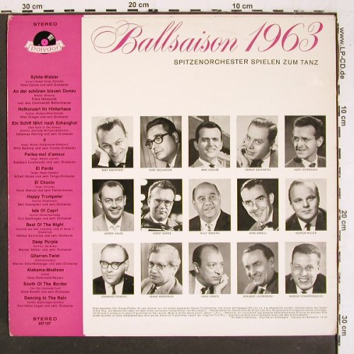 V.A.Ballsaison 1963: Spitzenorchester spielen zum Tanz, Polydor (237 127), D, 1962 Typ: LP Best.-Nr.: V6068 Preis: 6,00 Euro.