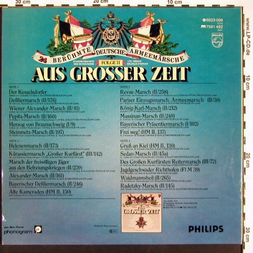 V.A.Aus grosser Zeit: 24 Berühmte deutsche Armeemärsche, Philips (6623 099), D Typ: 2LP Best.-Nr.: V6160 Preis: 9,00 Euro