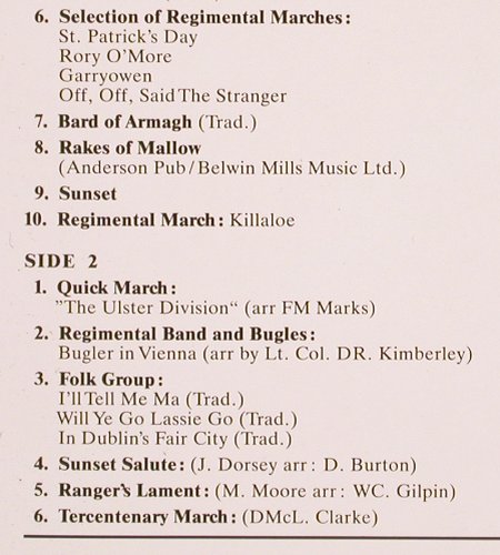 Royal Irish Rangers: 300 Years Of Service,Foc, Dave's Tonstudio (WK 30.1149), D Typ: LP Best.-Nr.: V6482 Preis: 9,00 Euro.