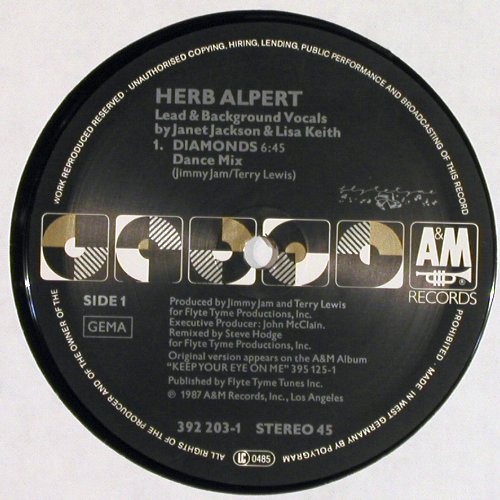 Alpert,Herb: Diamonds*2+1,b voc Janet Jackson..., AM (392 232-1), D, 1987 Typ: 12" Best.-Nr.: V7018 Preis: 3,00 Euro.