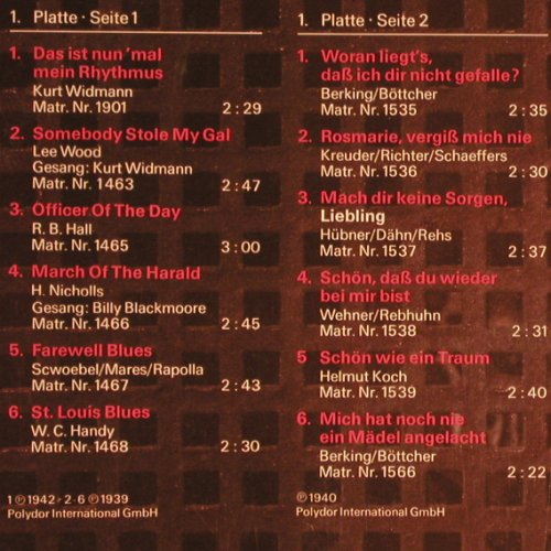 Widmann,Kurt: Die grossen Tanz-Orchester, Foc, Polydor(2664 212), D,1930-50,  - 2LP - V7553 - 9,00 Euro