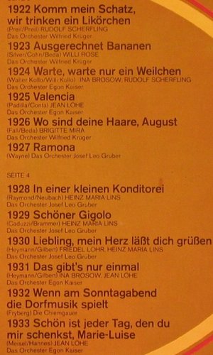 V.A.Das Waren noch Zeiten: Schlagerr&uuml;ckblende v.1910-1933, Ariola (61 446 XU), D,DSC,Foc Typ: 2LP Best.-Nr.: Y366 Preis: 6,00 Euro.