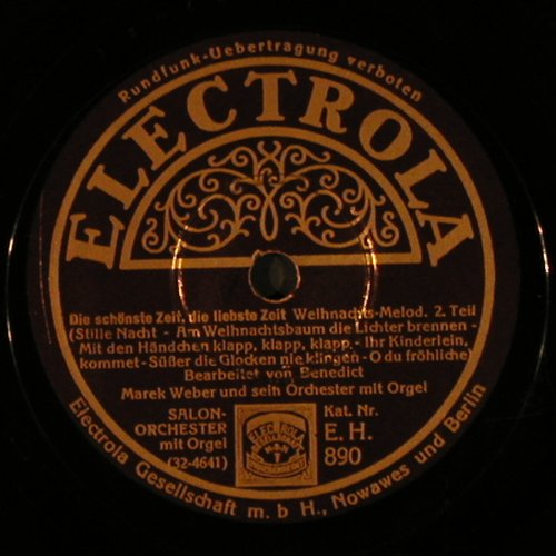 Weber,Marek- s.Orch.mit Orgel: Die schönste Zeit...WeihnachtsM.1&2, Electrola(EH 890), D,No Cover,  - 30cm - N69 - 4,00 Euro