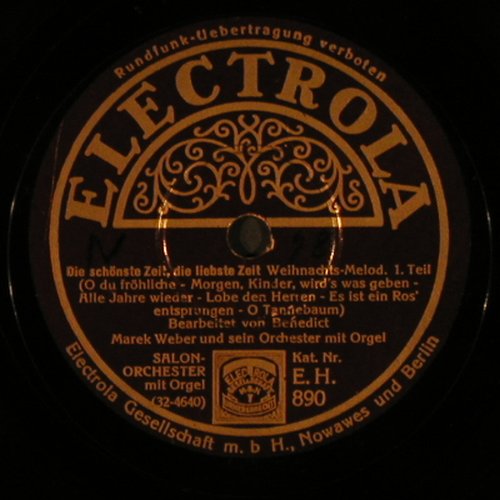 Weber,Marek- s.Orch.mit Orgel: Die schönste Zeit...WeihnachtsM.1&2, Electrola(EH 890), D,No Cover,  - 30cm - N69 - 4,00 Euro
